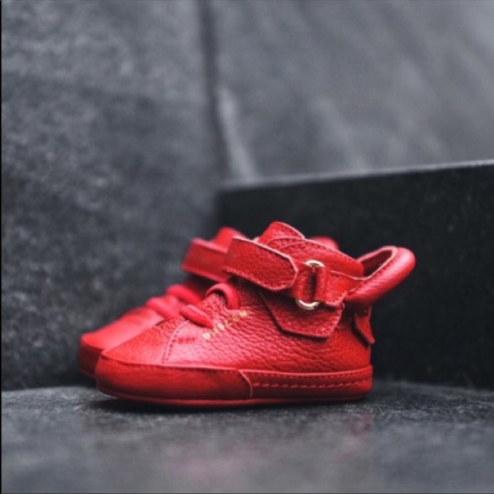 Baby Sneakers Genuine Leather Red Buscemi 100MM - Picture 3 of 9